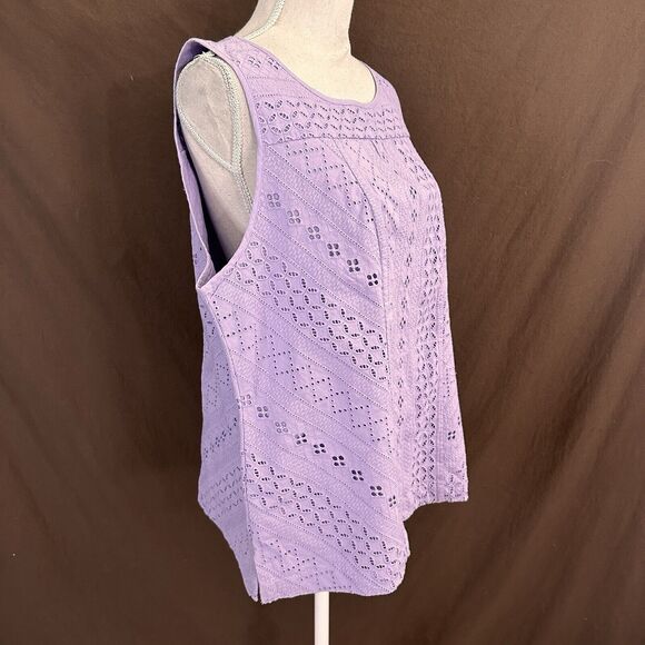 NEW Talbots Lavender Purple Eyelet Scoop Neck Top XXL 16P Sleeveless - Picture 4 of 8